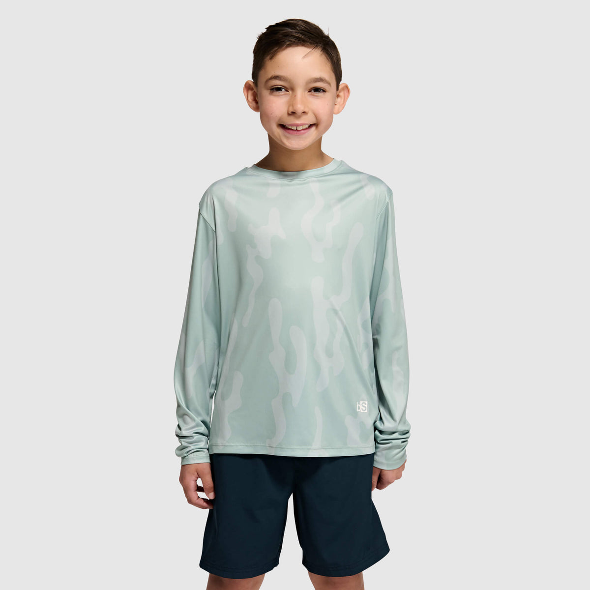Big Kids' Brackish Crewneck Long Sleeve BlackStrap #color_corally spruce