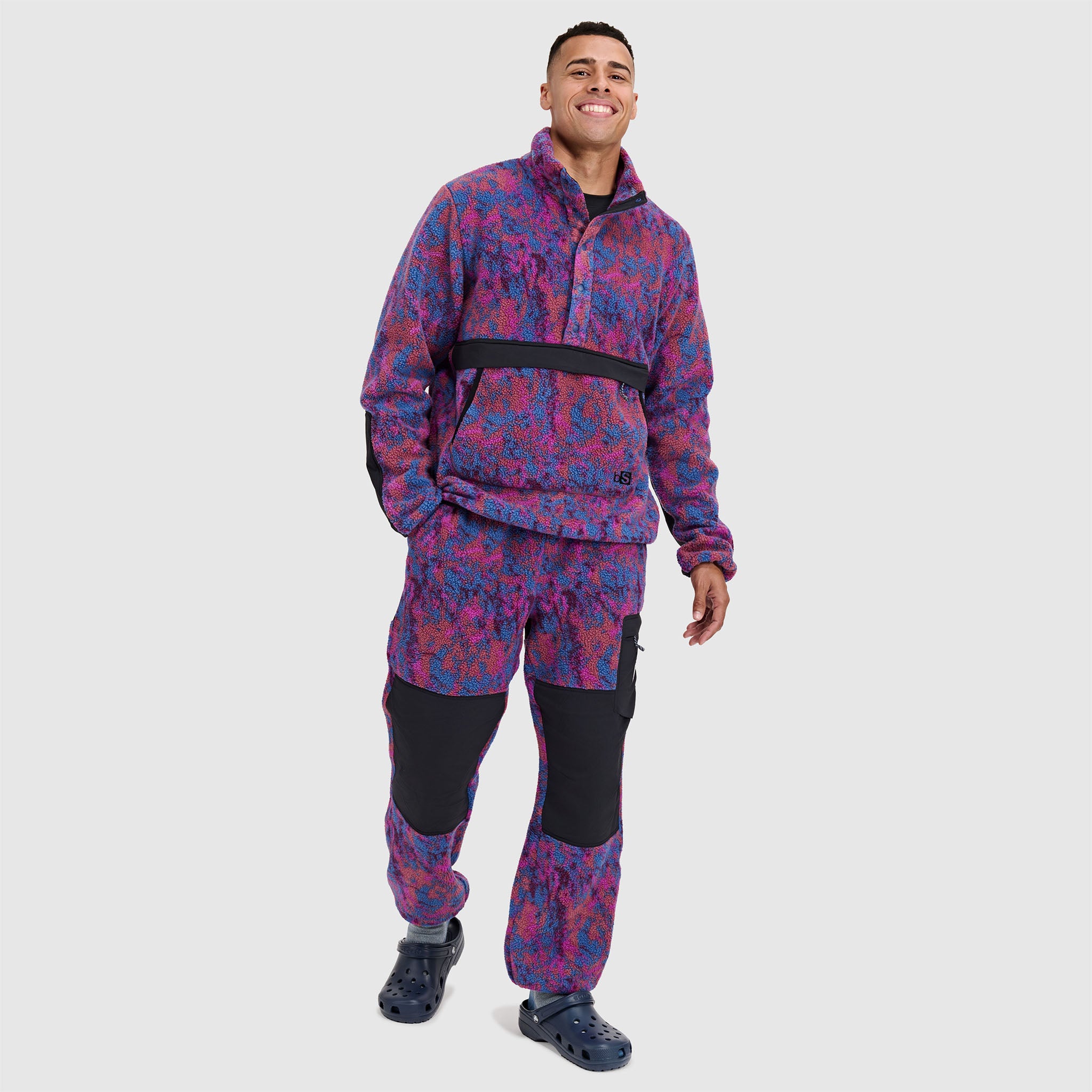 BlackStrap Mens Caldera Sherpa Fleece Half Snap #color_pulse currant