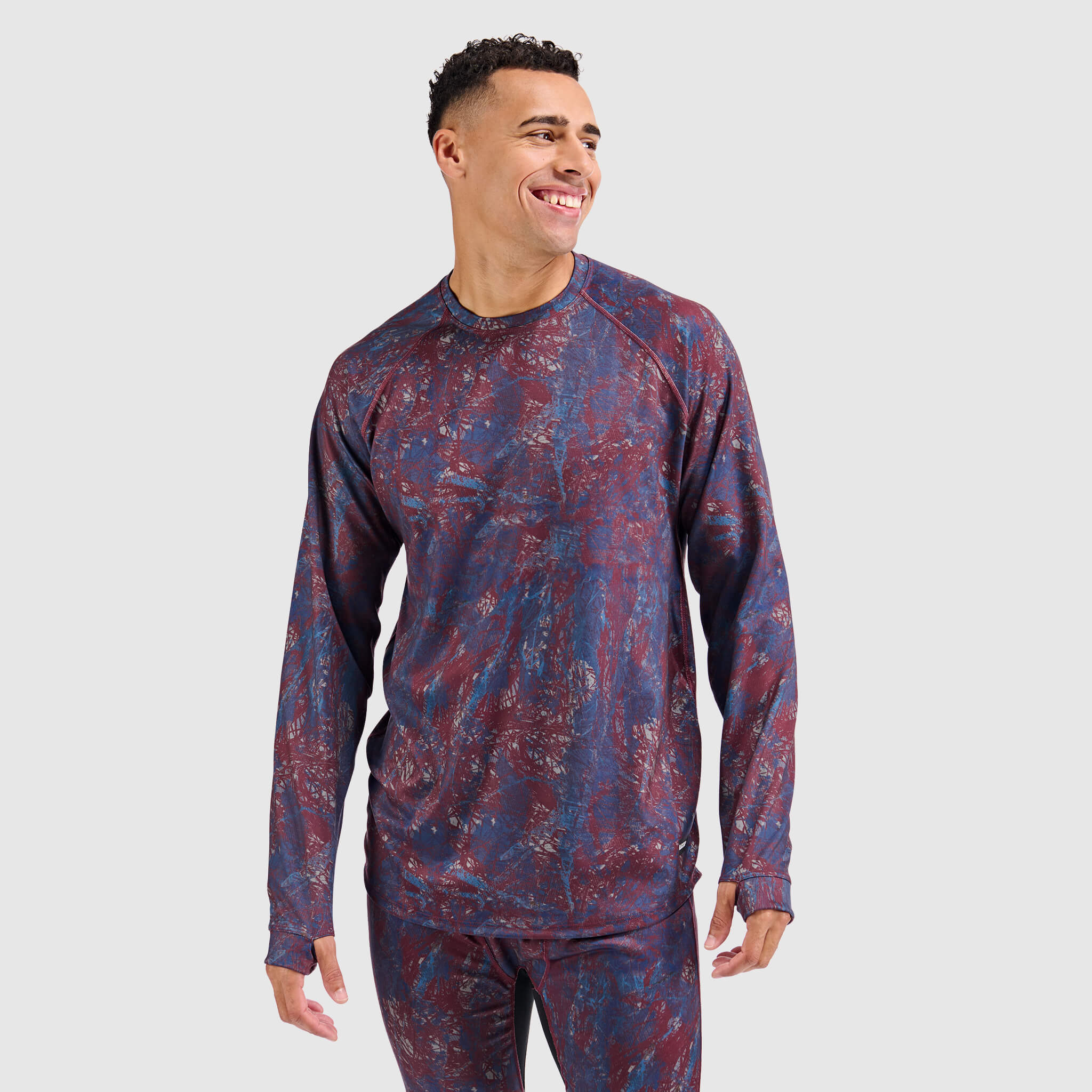 Men's Summit Base Layer Crewneck BlackStrap #color_pulse-cherry
