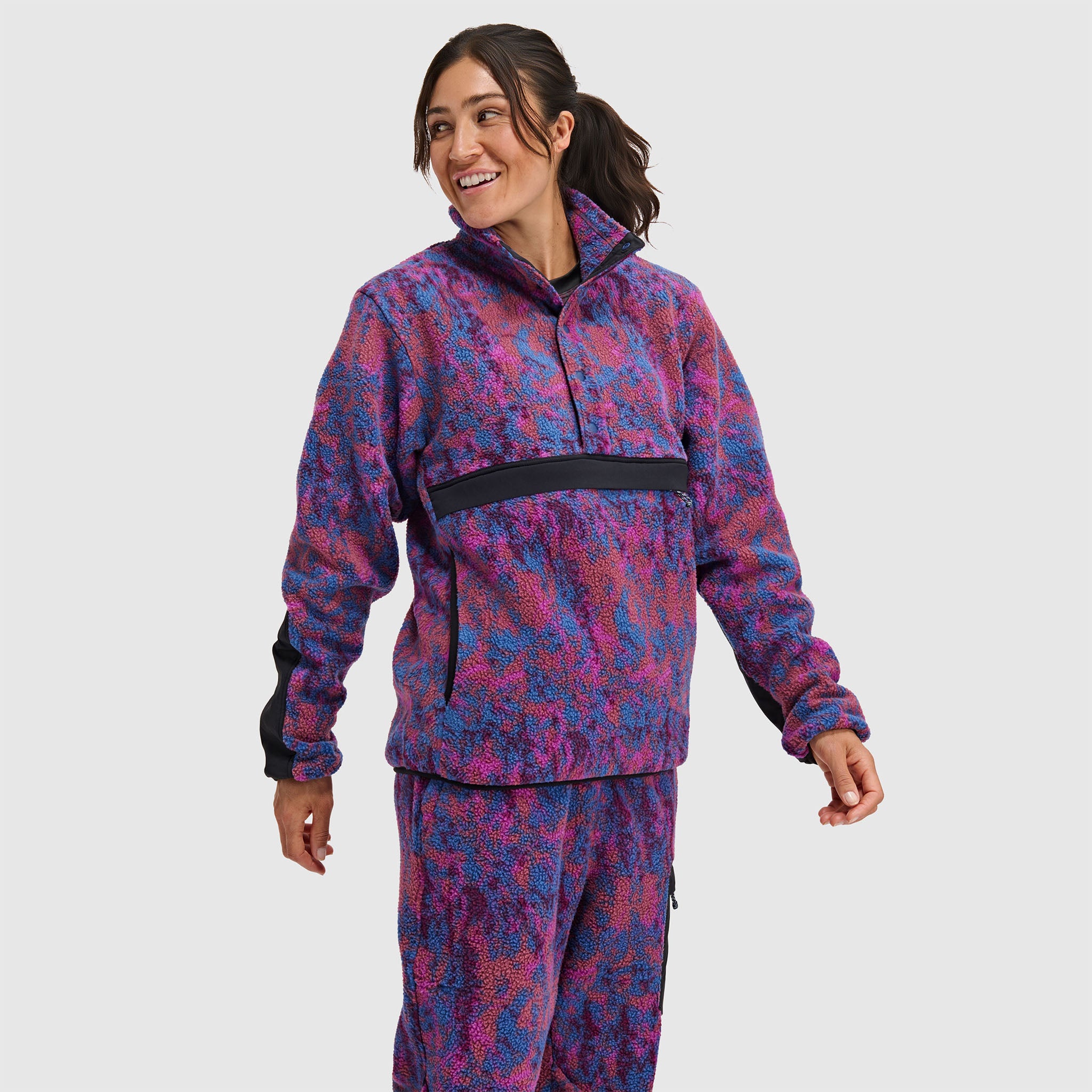 BlackStrap Women's Caldera Sherpa Fleece Half Snap Pullover #color_pulse-currant