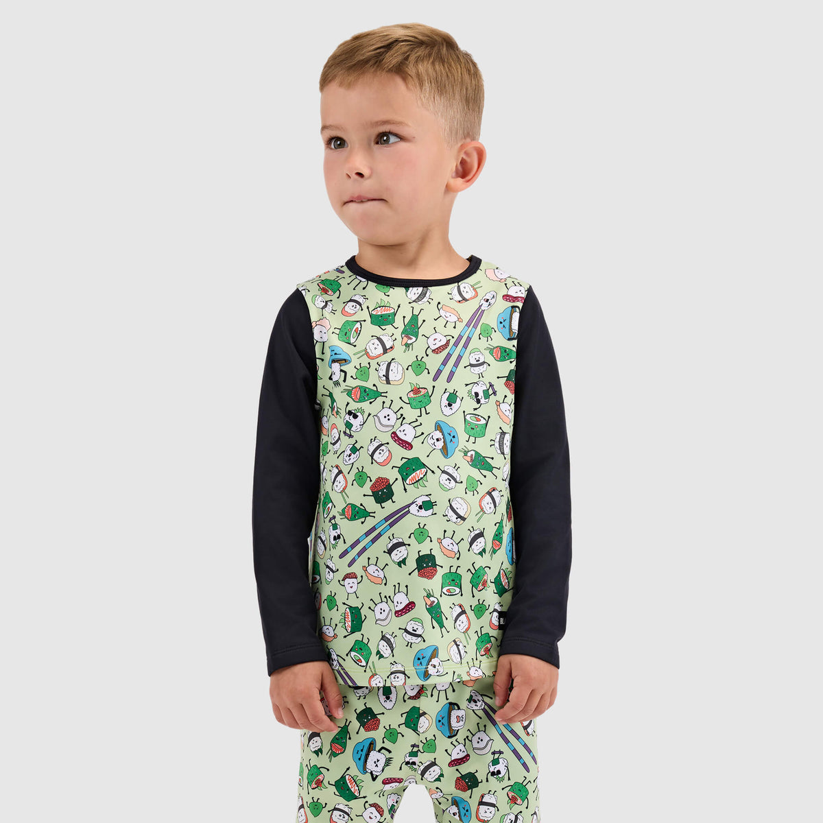 Kids' Little Pine Crewneck Long Sleeve BlackStrap #color_sushi sprout