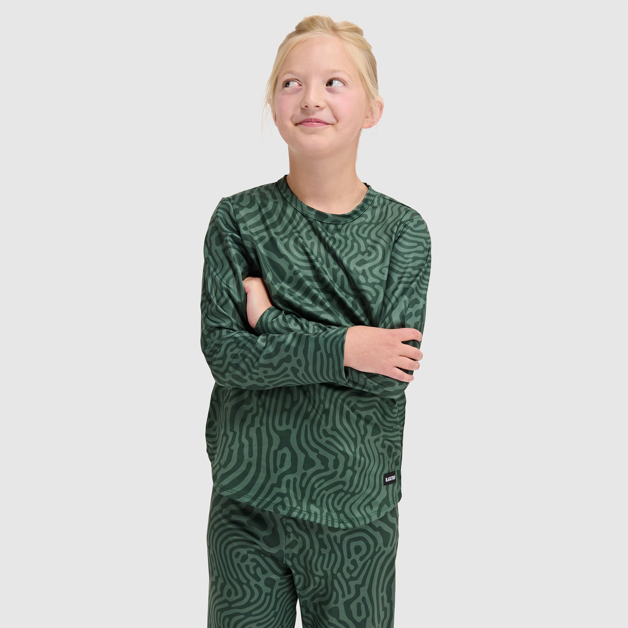 Big Kids' Evolver Crewneck Long Sleeve BlackStrap #color_inprint obsidian