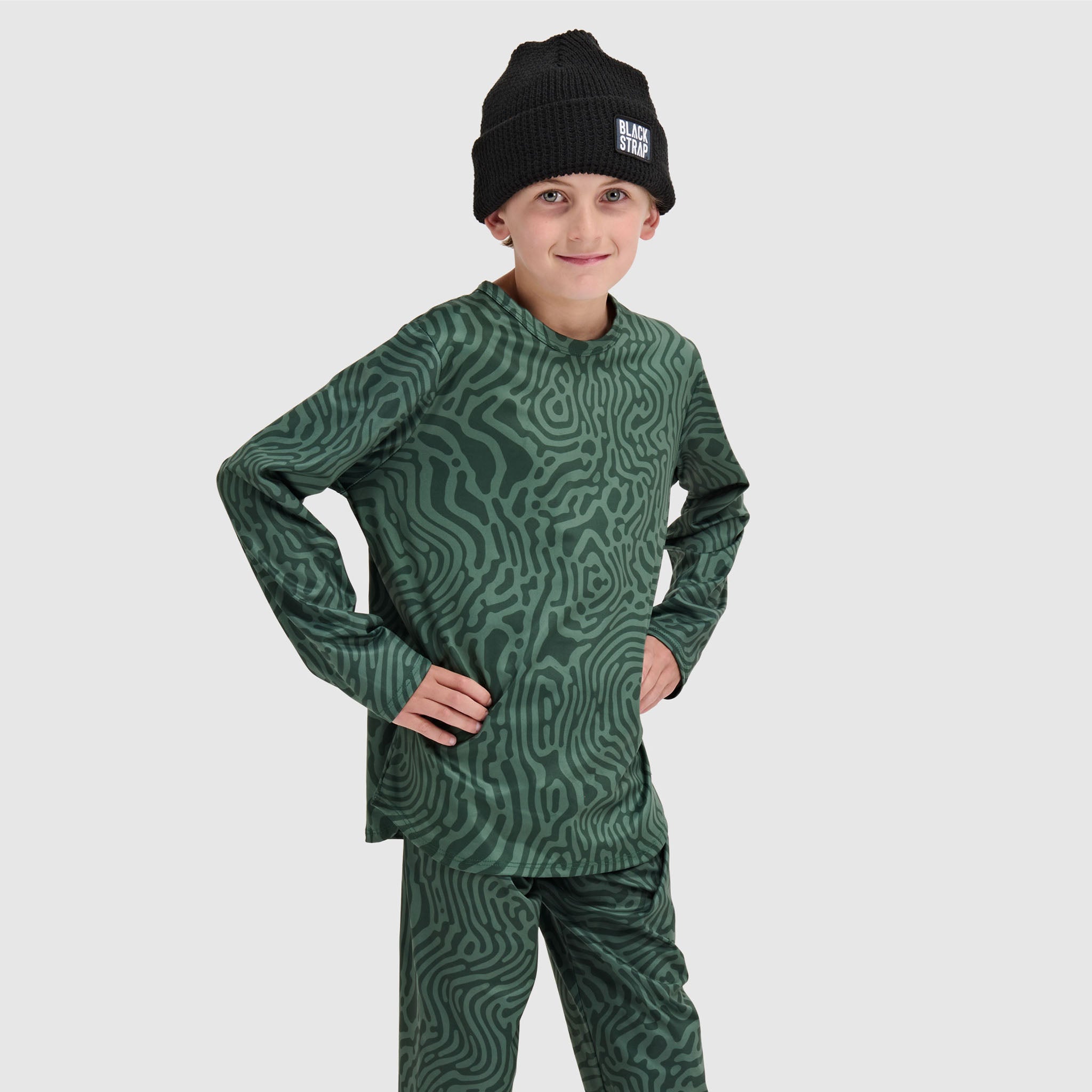 Big Kids' Evolver Crewneck Long Sleeve BlackStrap #color_inprint obsidian