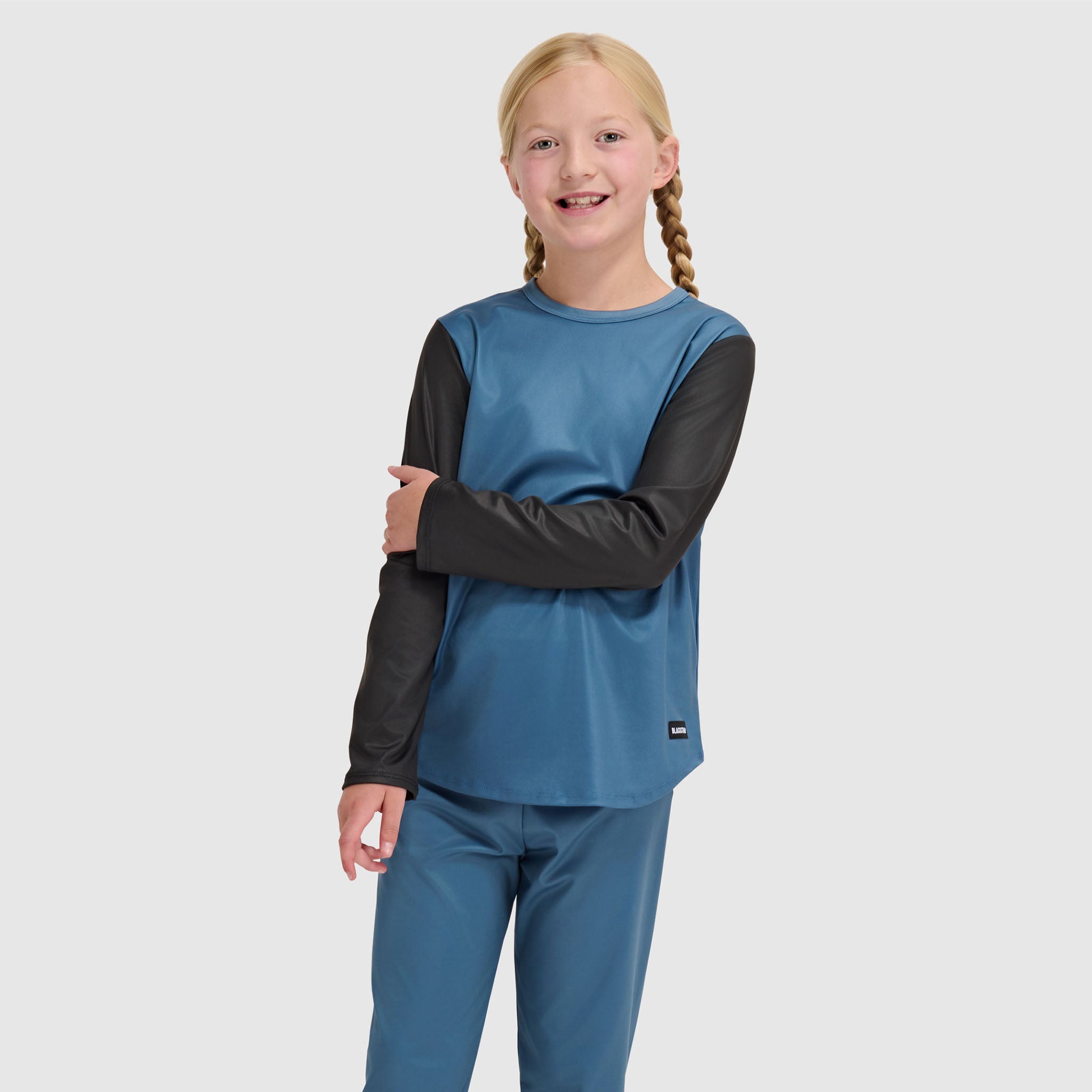 Big Kids' Evolver Crewneck Long Sleeve BlackStrap #color_moonlight