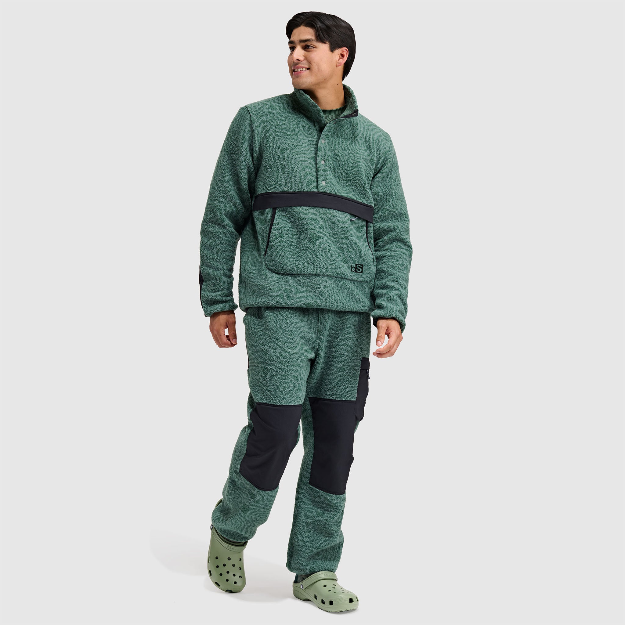 BlackStrap Mens Caldera Sherpa Fleece Half Snap #color_inprint obsidian