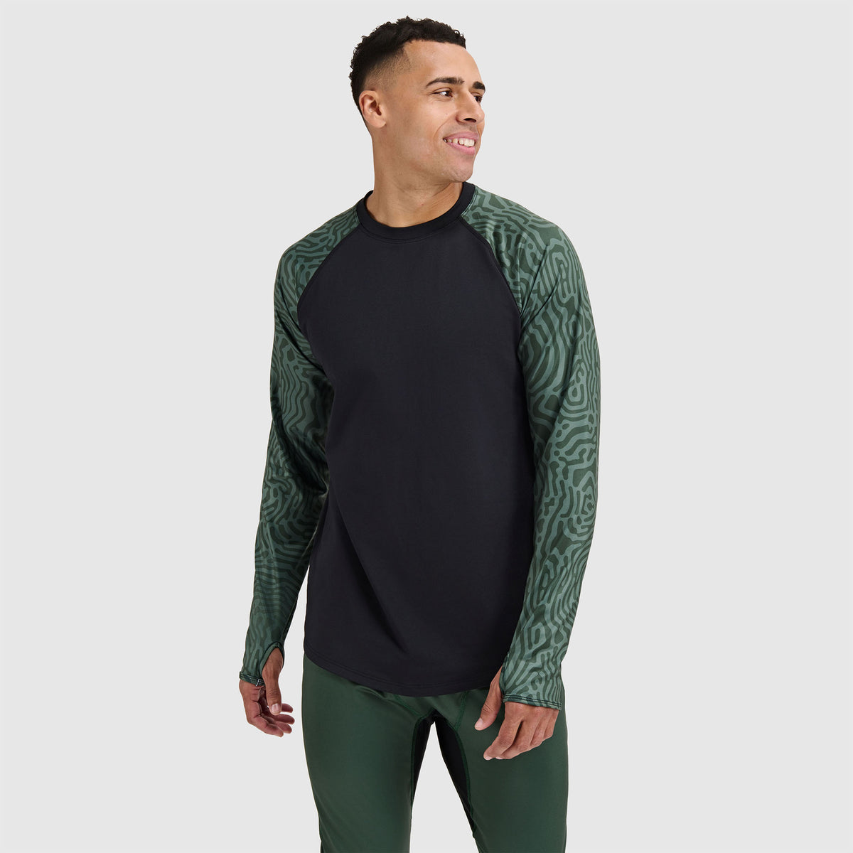 BlackStrap Men's Vista Baselayer Crewneck Long Sleeve #color_inprint obsidian
