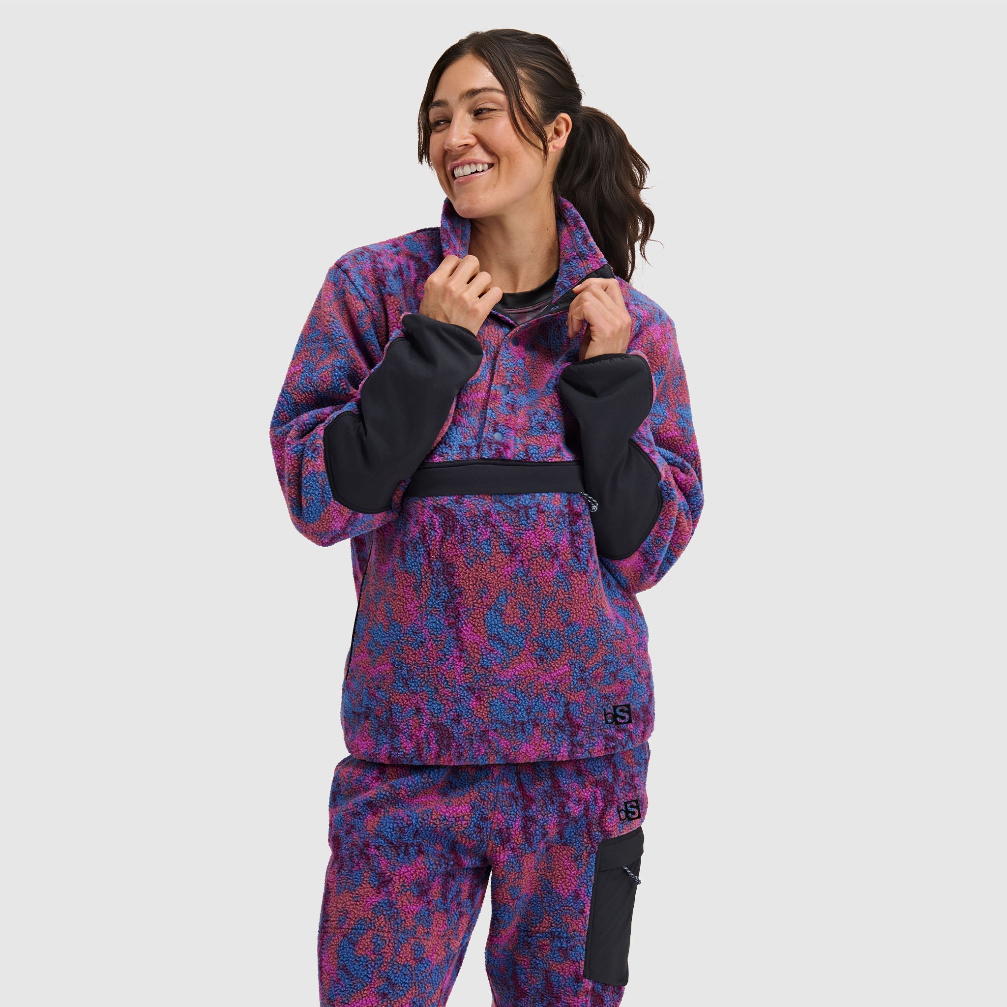 BlackStrap Women's Caldera Sherpa Fleece Half Snap Pullover #color_pulse-currant