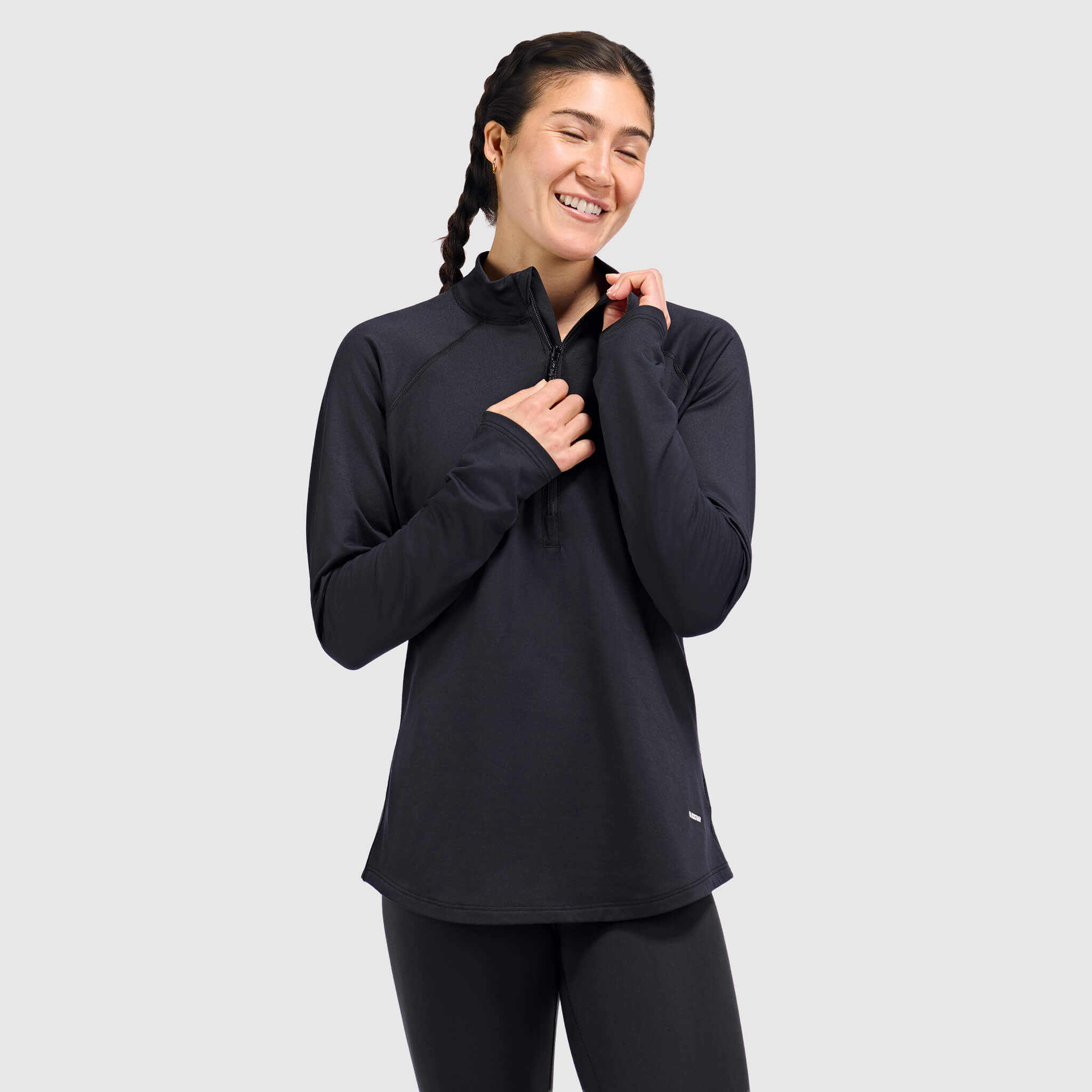 BlackStrap Womens Quarter Zip crewneck base layer top #color_black