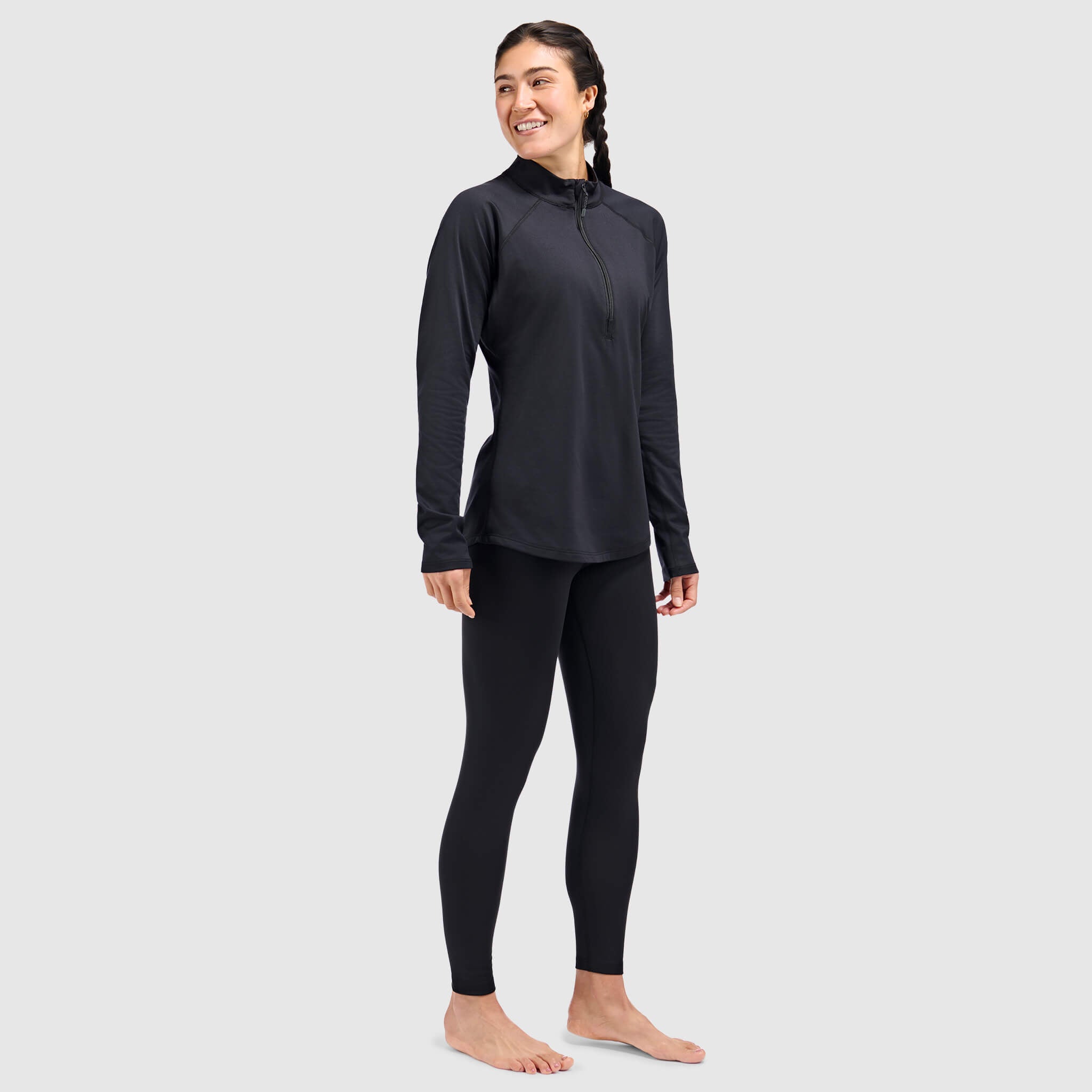 BlackStrap Womens Quarter Zip crewneck base layer top #color_black