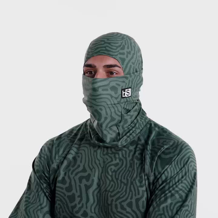 BlackStrap fit + function video of the Hood Balaclava featuring a male with inprint obsidian colorway