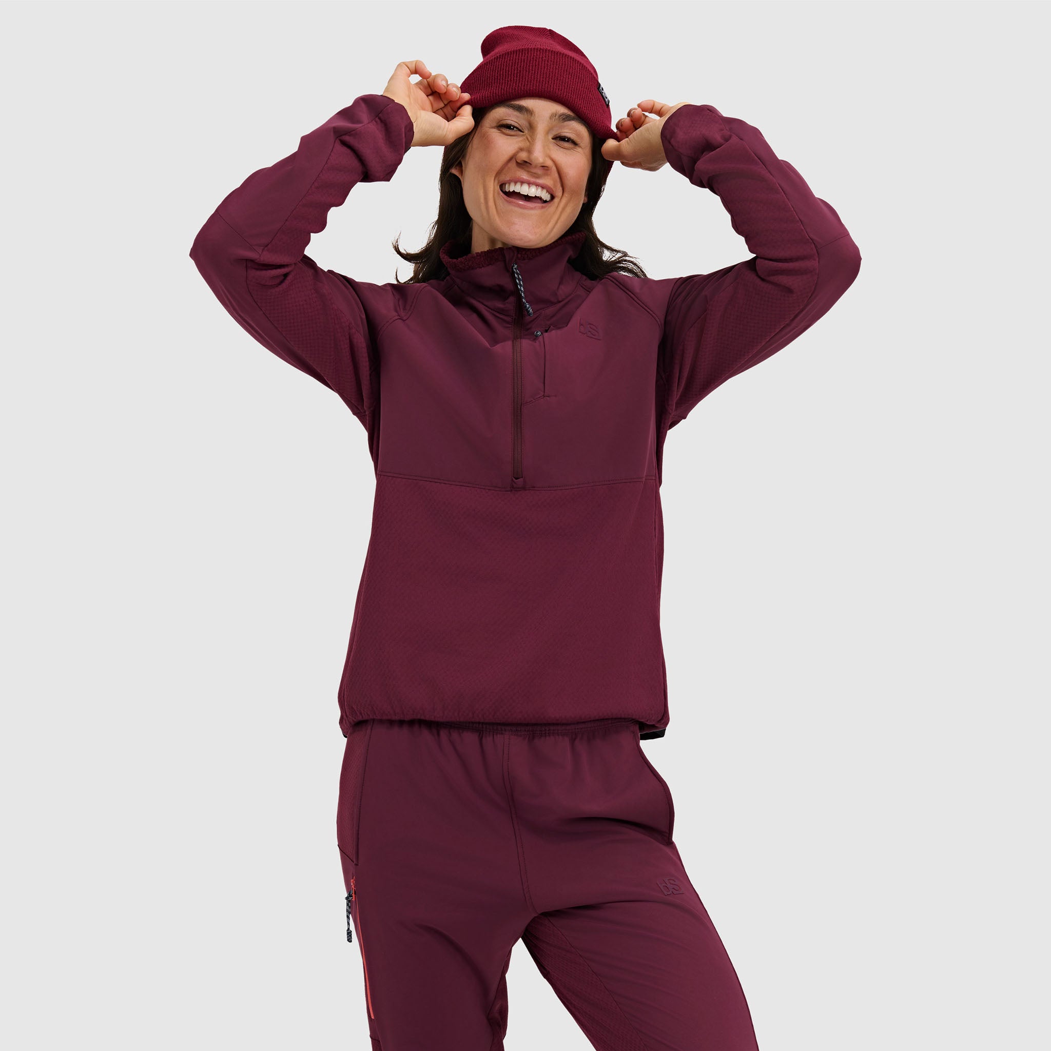 BlackStrap Women's Tribrid Grid Fleece Half Snap Pullover fit video